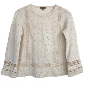 Anthro Lilla P Crochet Trim Speckled Sweatshirt S